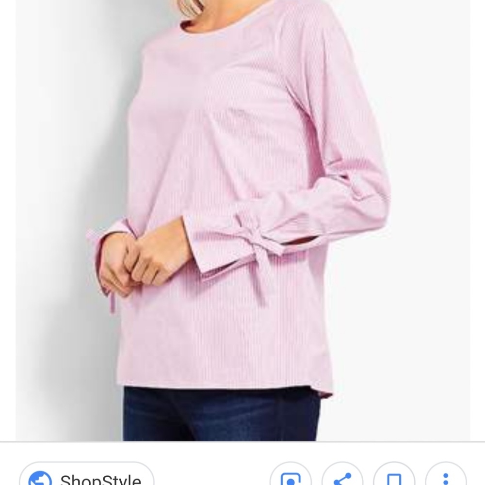 Talbots tie-sleeve popover with button back
